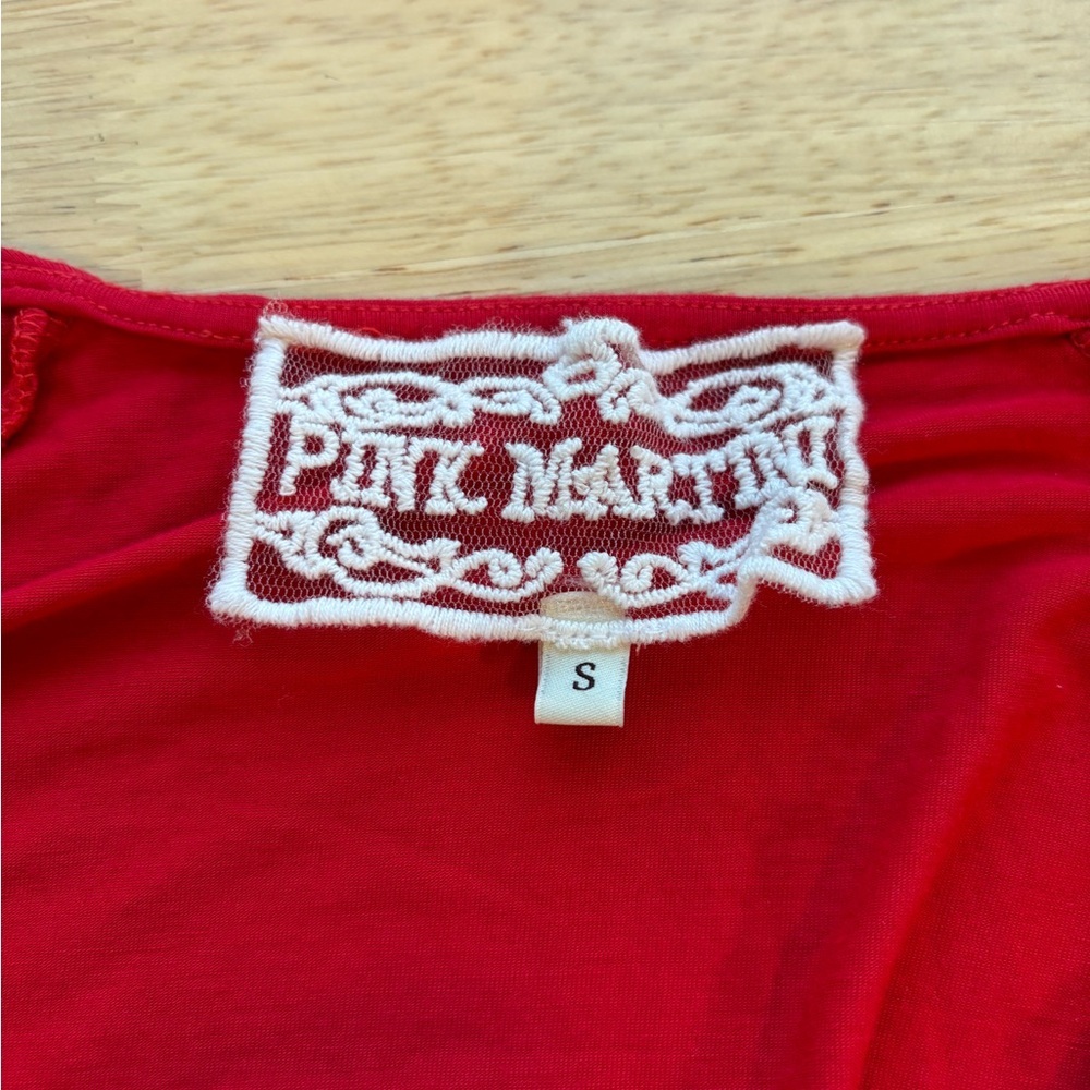 Pink Martini Red Wrap Tie‎ Front Blouse - Picture 5 of 9